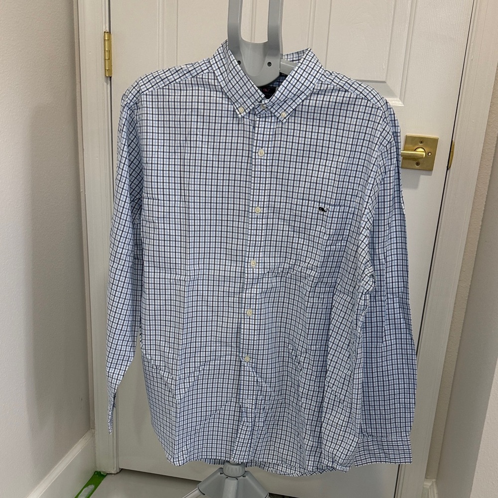Vineyard Vines Blue and White Checkered Button Down Shirt